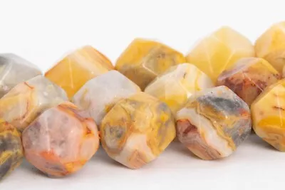 Natural Orange Cream Crazy Lace Agate Star Cut Faceted AAA Beads 5-6/7-8/9-10MM • $5.29