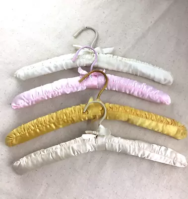 Lot Of 4 Vintage Silk Padded Hangers - Gold Pink White Ivory (K4) • $4.99
