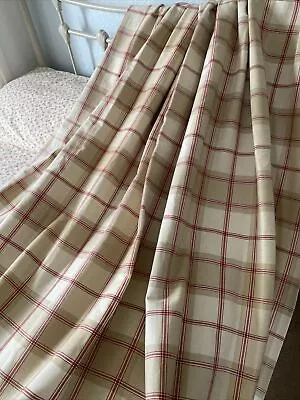 £17.95 • Buy John Lewis Cream Biscuit & Cranberry Red Check Lined Door Curtain 59”W 90”L
