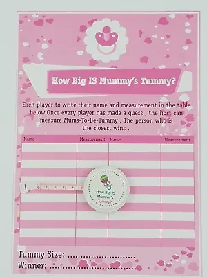 How Big Is Mummy's Tummy ? Baby Shower 24 Player Game Tape Measure - Baby Girl   • £3.50