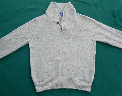 Vintage JC Penney Sweater Shawl Collar Men's Large Knit Wool Blend Grey EUC • $20