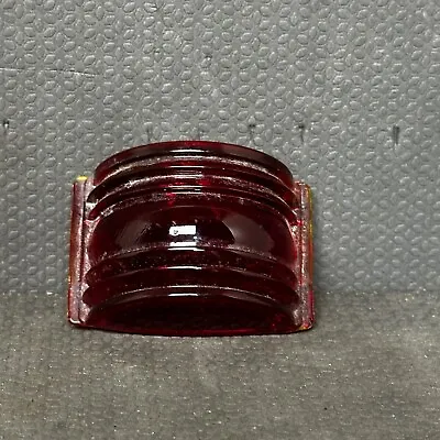 Vintage Half Round Side Marker Lens Glass Red LS 306 • $9.99