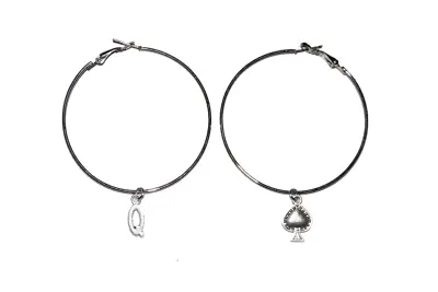 Queen Of Spades Hoop Earrings BBC Hotwife Cuckold Swinger Lifestyle Jewellery • £7.95
