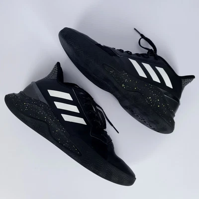 $35 • Buy Adidas Runthegame Shoes Black White Yellow US 9 Basketball Trainers Sneakers