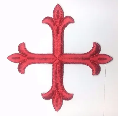 Vintage French Cross Fleury Embroidered 6  Sew-on L. Red Emblem Patch 12 Pcs • $64