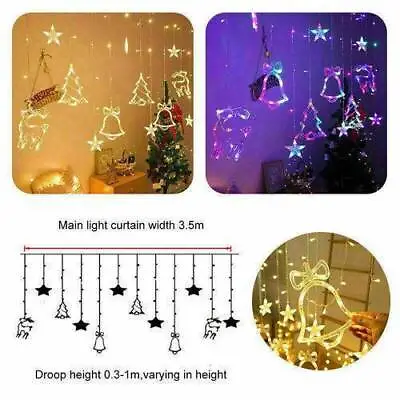 $12.34 • Buy Christmas LED Fairy String Window Curtain Lights Christmas Xma Party Home Indoor