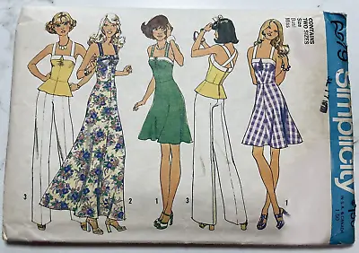 Simplicity Sewing Pattern 6979 Dress Top Maxi Strappy 16 Vintage 1970s B&W Cover • £7.64