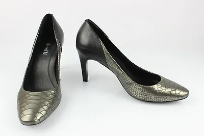 Minelli Leather Court Shoes Bronze And Black Way Python T 38 • $42.58