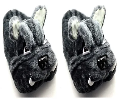 Bulldog Cozy Plush Slippers Kids Adult One Size Fits All Soft Comfy Novelty • $14.99