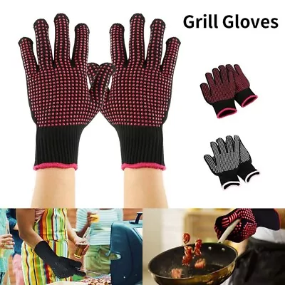 Cooking Grilling BBQ Heat Resistant Mitts BBQ Gloves Grill Gloves Oven Gloves • $13.48