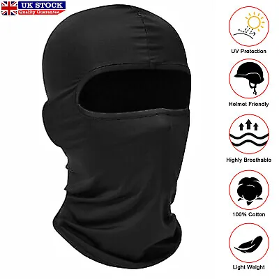 Balaclava Full Face Mask Men Women Cycling Ski Winter Warm Neck Black Motorbike • £3.12