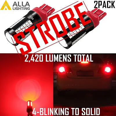 $19.98 • Buy Alla Lighting LED Strobe 7443 Brake Light Bulb,Flashing 4 Times, Safety Alert 