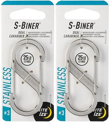 Nite Ize S-Biner Stainless Steel Dual Carabiner #3 - Stainless (2-Pack) • $10.68