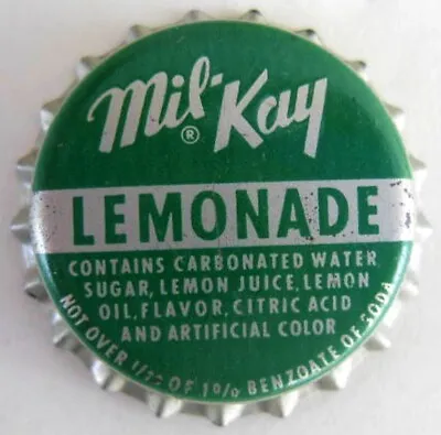 MIL-KAY LEMONADE Cork-lined Soda CROWN Bottle CAP  Leroy NEW YORK 1950's • $4.29