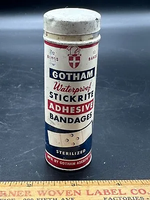Gotham Aseptic Stick Rite Adhesive Bandages Tin W/Contents Vintage First Aid • $24.99