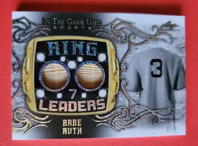 Babe Ruth GAME USED JERSEY CARD #d3/8 1 OF 1 ?? 2022 LEAF RING LEADERS YANKEES • $349.95