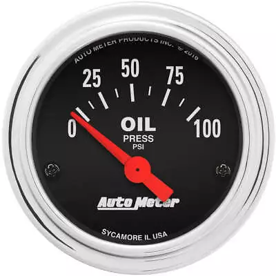 Autometer Trad Chrome 2-1/16  Oil Pressure Gauge 0-100PSI Short Sweep Electri... • $171.66