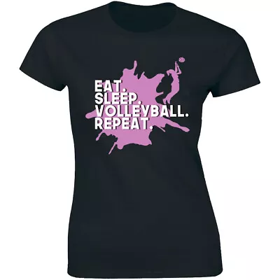 Women's Eat Sleep Volleyball Repeat T-shirt Volley Ball BEACJ • $14.99