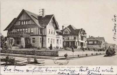 Seattle WA Residences On Capitol Hill C1907 Charlton & Co Postcard G84 • £14.18