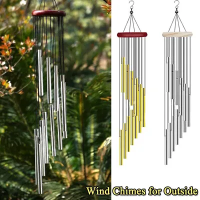 Wind Chimes Large Deep Tone Chapel Bells 12 Tubes Outdoor Garden Decor Gifts Hot • £6.26