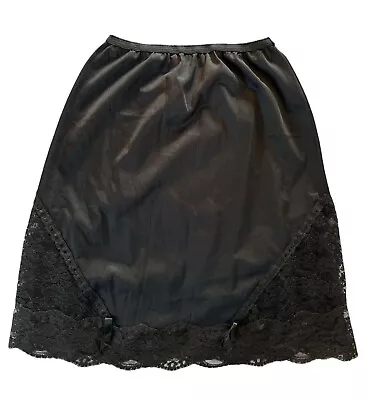 Vtg 50's  Vassarette By Musingwear Black Antron Nylon Lace Half Slip XXS PINUP • $12.99