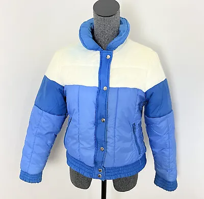 Vintage 80s Pacific Trail Quilted Ski Jacket Blue Puffer Coat Womens 11/12  • $31.96