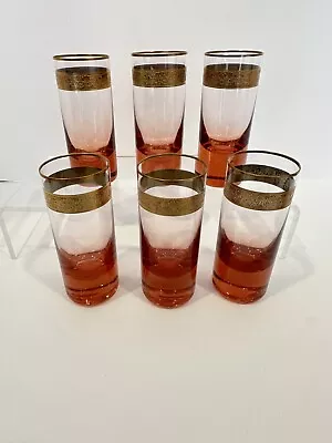 Moser Cranberry Thick Bottomed To Clear Glass Tumbler With Gold Gilt Acid Stamp • $699.99