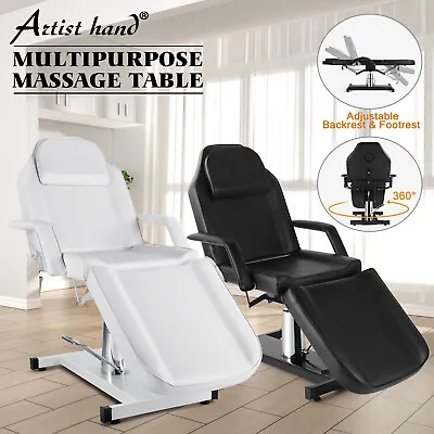 Black/White Hydraulic Massage Table Chair Bed Barber Tattoo Salon Spa 360°Swivel • $359.90