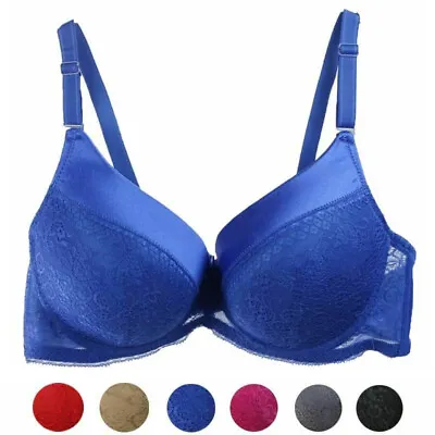 £7.18 • Buy Ladies Underwear Lace Embroidery Super Boost Push Up Bra Lingerie 36 38 40 42 44