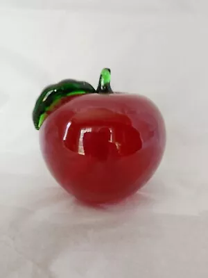 18 Oz. VTG Murano Style Hand Blown Art Glass Red Apple Paperweight VGC • $18