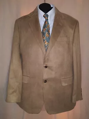 Nice Men's Chaps Tan Ultra Suede Sport Coat Jacket Blazer 40r • $20.74