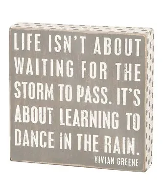 Primitives By Kathy Gray Box Sign 7.75-Inch By 7.75-Inch Dance In The Rain • £13.29