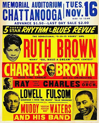 Chattanooga Concert Poster  5 Star Rhythm & Blues Revue  Rp - 8x10 Photo (sp424) • $8.87