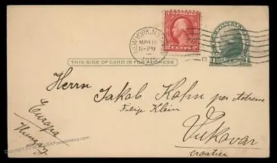 USA 1915 WWI Upfranked Postal Stationery Vukovar Croatia Austria Cover 88907 • $20.90