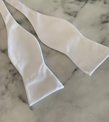 BRAND NEW Stafford Solid White Shiny Adjustable Self Tie Bowtie Bow Tie MSRP $30 • $10