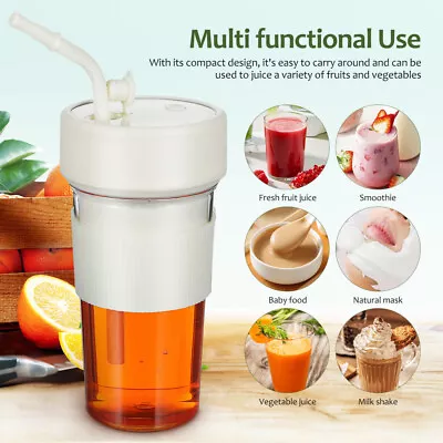 350ml Portable Electric Fruit Juicer Cup With Straw Smoothie Blender USB Travel • $24.69