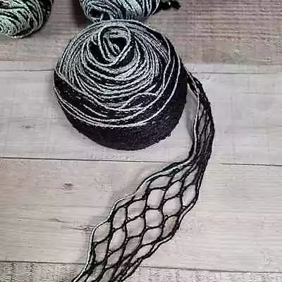 Ruffle Yarn Mesh Lace Bundle Black Silver Shimmer Sequins 5 Partial Skeins • $10.80