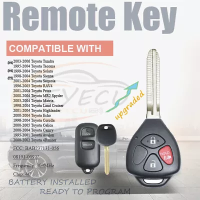 19998-2004 For Toyota Camry Corolla Sienna Remote Car Key Fob BAB237131-056 ID4C • $22.50