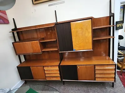 1950's Wall Unit/Dry Bar/Cabinet By Vittorio Dassi Italy Walnut • $16995