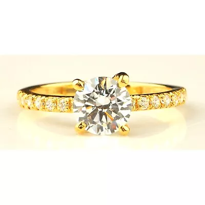 2.30Ct D/VVS1 Round Shape Solitaire Women's Engagement Ring In 14KT Yellow Gold • $294.99