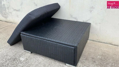 $39.99 • Buy BLACK Furniture Wicker Ottoman Outdoor Footstool Garden Lounge Sofa