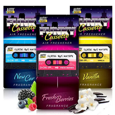 Car Air Freshener Hanging Cassette Auto Freshner Berries New Car Vanilla Scents • £2.99