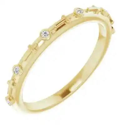 $722.52 • Buy Diamond Bezel-Set Cross Ring In 14K Yellow Gold 03 CTW)