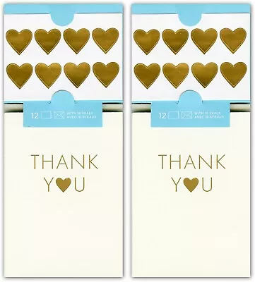 Hallmark: Thank You - Gold Heart (Blank Note Cards) Love Sealed Box Of 24 NEW • $9.99