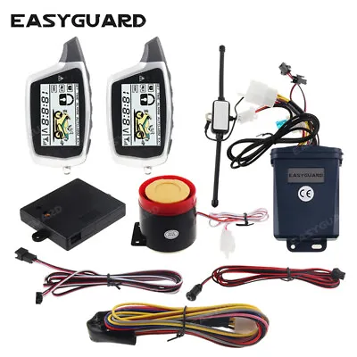 EASYGUARD 2 Way LCD Display Motorcycle Alarm Remote Engine Start Shock Warning • $78.93