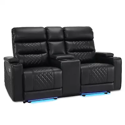 Lovupet Power Recliner Loveseat Sofa With Adjustable Headrests & Console HTS480 • $1035.49