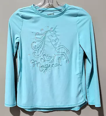 Jumping Beans Active Girls' Size 10 Light Blue STAY MAGICAL Unicorn Theme LS Tee • $13.75