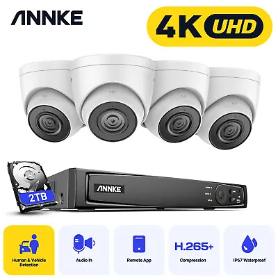 ANNKE 8CH 4K PoE Audio Security Camera System With 8MP 2TB NVR AI Detection IP67 • $259.99