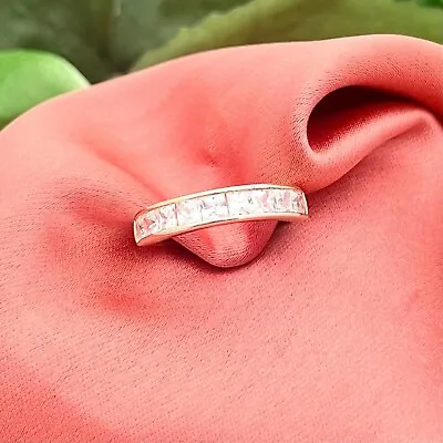 10K Yellow Gold And Princess Cut Channel Set CZ Wedding Band-Vintage 1.2 CTW • $199