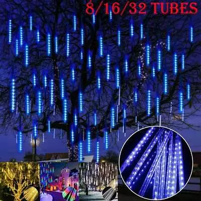 32 TUBE Meteor Shower Lights Fairy String Lights Outdoor Garden Waterproof Decor • $12.08